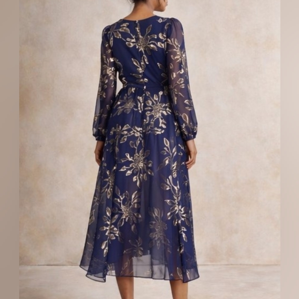 *SOLD* NWT ANTHRO | $528 Delfi Lizette Ruched Silk Chiffon Dress - Picture 4 of 7